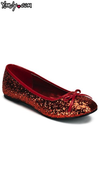 red sparkly flat shoes