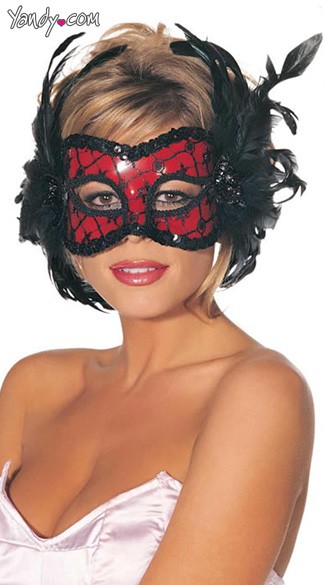 Red Lace and Sequin Mask