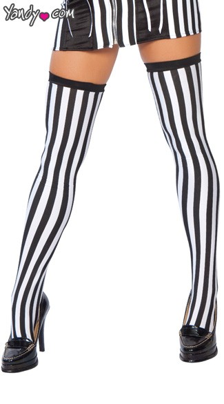 Referee Stockings, Referee Costume Stockings, Verticle Stripe Stockings