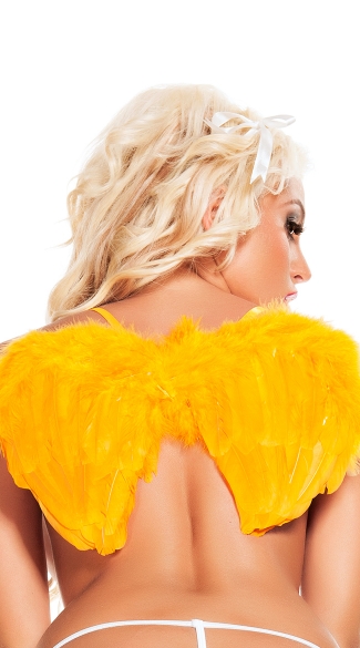 Neon Orange Mini Wings, Orange Feather Wings