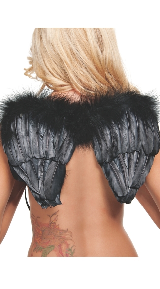 Black Mini Wings, Black Feather Wings, Small Black WIngs