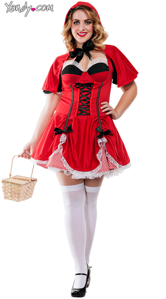 Plus Size Miss Riding Hood Costume, Plus Size Sexy Fairytale Costumes, Plus Size Red Riding Hood Outfit