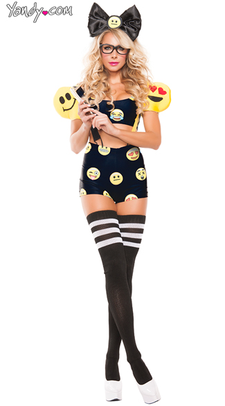 Sexy Emoji Girl Costume, Sexy Smiley Costume, Funny Sexy Costume