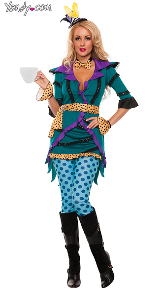 Tea Madness costume, Flirty Mad Hatter costume, Polka Dot Tea Madness Costume