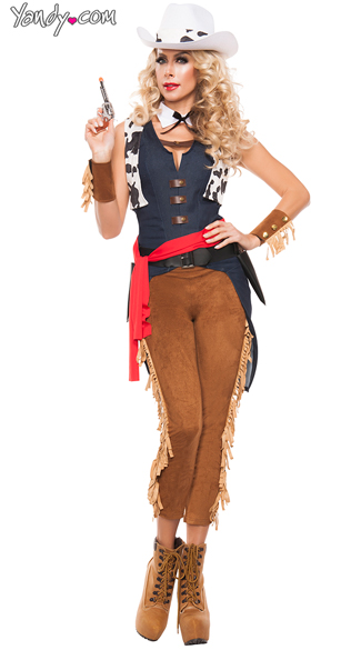 Wild Wild West Costume Fringe Trim Cow Girl Costume Faux Leather Sexy Wild West Costume 9614