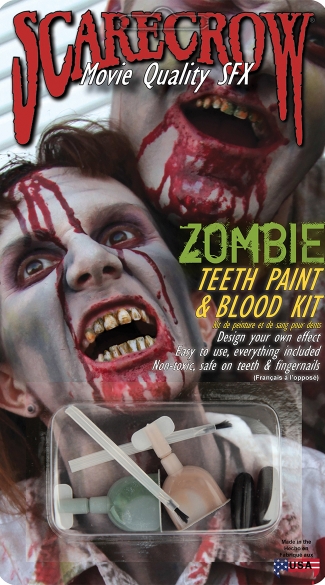 Zombie Teeth Paint and Blood Kit, Zombie Teeth for Halloween, Fake Zombie Teeth