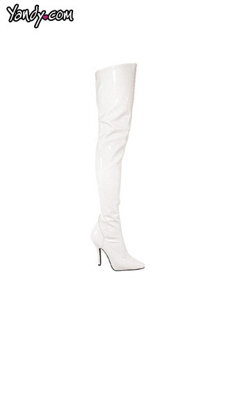 5\" Heel Thigh High Boot, Sexy White Thigh High Costume Boot