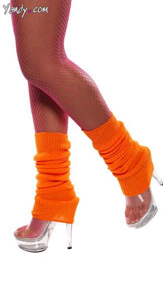 Neon orange leg warmers, leg warmers, rave leg warmers
