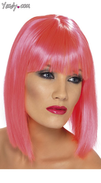 Pink Blunt Cut Wig With Fringe