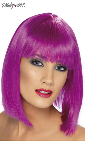 Purple Blunt Cut Wig With Fringe