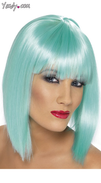 Aqua Blunt Cut Wig With Fringe