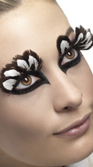 Fever Brown And White Feather Eyelashes, Brown Feather Eyelashes, Costume Eyelashes, Chicken Feather Eyelashes