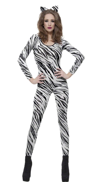 White Zebra Print Bodysuit, Animal Print Bodysuit, Sexy Bodysuit, Black and White Bodysuit