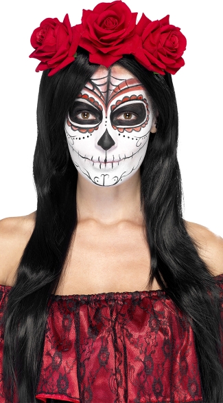 Day of the Dead Headband, Dia De Los Muertos Headband, Roses Headband