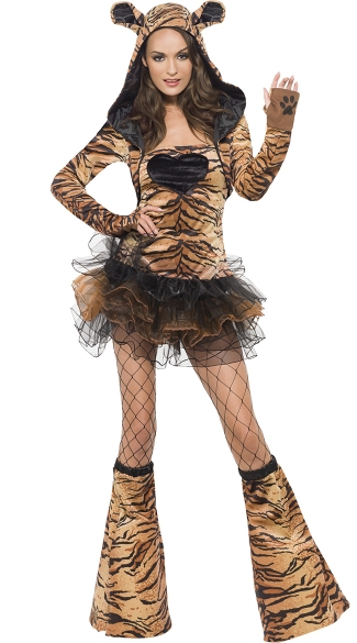 Sexy Hooded Tiger Costume, Sexy Cat Costume, Sexy Animal Costume