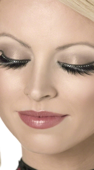 Black Crystal Glamour Eyelashes, Sexy Eyelashes, Colored Eyelashes