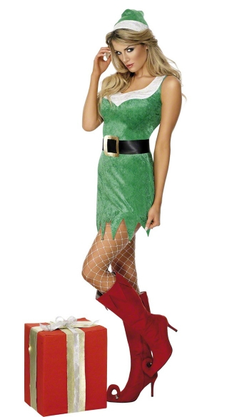Sexy Little Helper Elf Costume, Sexy Santas Little Helper, Sexy Green Elf