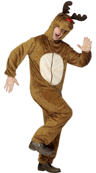 Mens Furry Reindeer Costume, Mens Holiday Reindeer Costume, Mens Santas Reindeer Costume