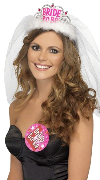 Bride to Be Tiara with White Veil, Bride to Be Veil, Bachelorette Veil