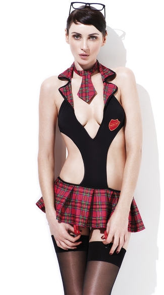 Head Girl Lingerie Costume, Plaid School Girl Chemise
