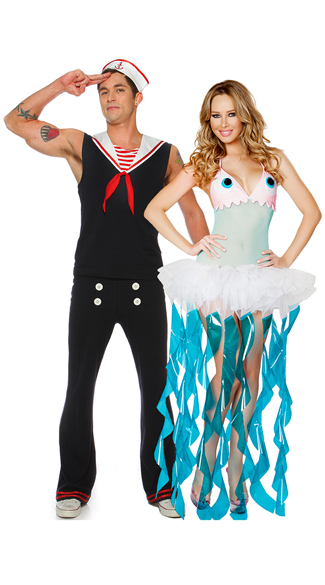 Men\'s Retro Sailor Costume, Men\'s Sailor Costume, Men\'s Navy Costume, Deluxe Jellyfish Costume, Sexy Jelly Fish Costume, Jellyfish Halloween Costume