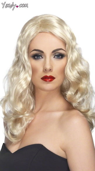 Glamour Blonde Wig, Hollywood Wig, Blonde Costume Wig