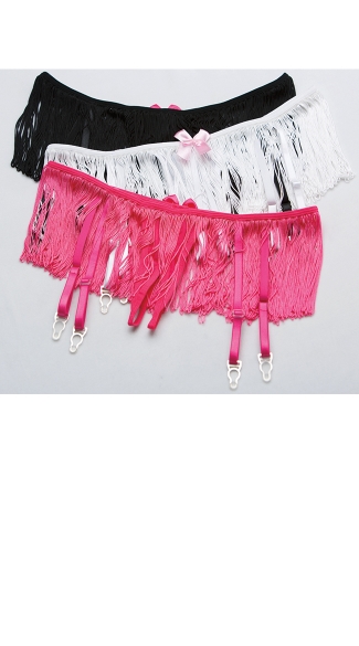 Shimmy and Shake Crotchless Gartini, Fringe Garter Panty, Split Crotch Panty