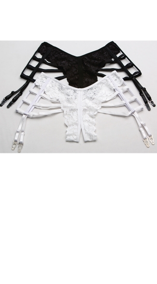 Caged Open Crotch Gartini Panty, Cage Garter Belt, Strappy Garter Belt