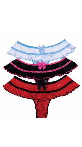 Stretch Lace Open Front Panty, Stretch Lace Crotchless Panty, Stretch Lace Panty