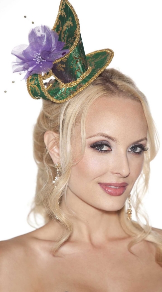 Festive Tea Cup Hat, Mini Green Mardi Gras Hat, Mini Tea Cup Costume Hat