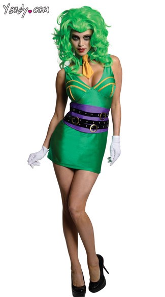 Sexy Joker Costume, Female Joker Halloween Costume, Sexy Super Villain Joker Costume,