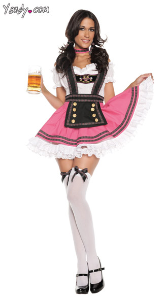 Fancy Beer Girl Costume, Pink Beer Girl costume, German Beer Girl Halloween Costume
