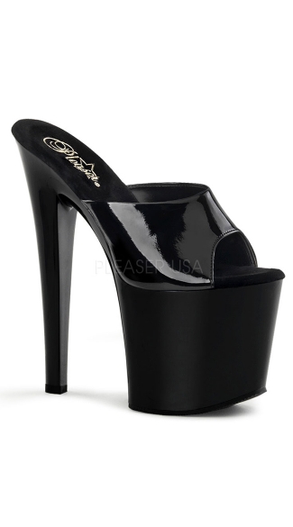 Taboo Extra Chunk Platforms, 7 1/2 Stiletto Heels, Clear Strap Platform Heels