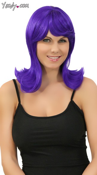 Purple Peggy Sue Wig, Purple Costume Wig, Mid Length Purple Wig