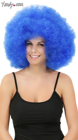 Blue Jumbo Clown Wig, Blue Afro Wig, Giant Blue Clown Wig