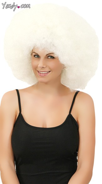 White Jumbo Clown Wig, White Afro Wig, White Fro Wig, White Clown Wig