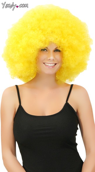 Yellow Jumbo Clown Wig, Yellow Clown Wig, Yellow Jumbo Afro Wig