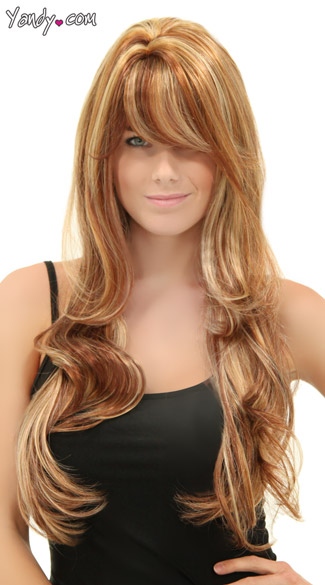 Long Blonde and Brown Wig, Blush Carmen Jamaican Rum Wig, Brown Wig with Blonde Highlights