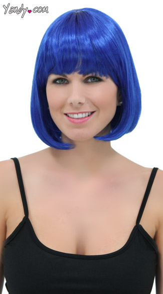 Royal Blue Bob Wig, Blush Cindy Regal Blue Wig, Bright Blue Short Wig