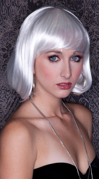 Platinum Bob Wig, Blush Cindy Snow Wig, Short White Wig