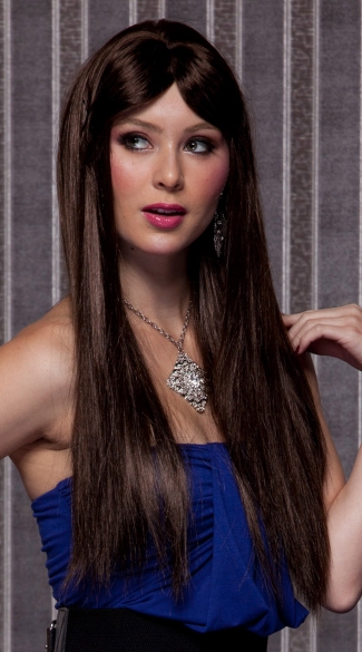Chocolate Brown Long Straight Wig, Blush Divine Chocolate Wig, Long Dark Brown Wig