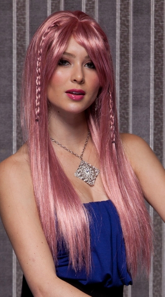 Pink Long Straight Wig, Blush Divine Pink Venom Wig, Soft Pink Wig