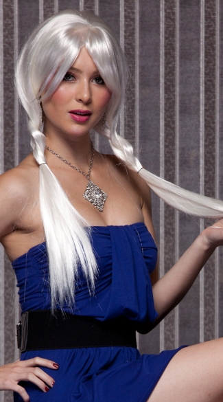 White Long Straight Wig, Blush Divine Snow Wig, White Long Wig
