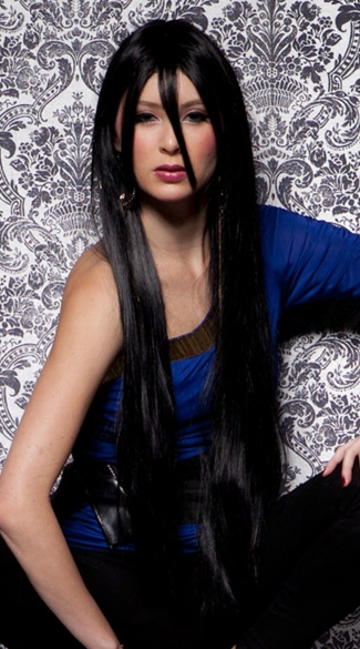 Onyx Extra Long Straight Wig, Blush Fate Onyx Wig, Long Black Wig