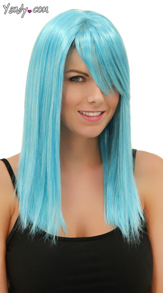 Cool Blue Straight Wig, Blush Fortune Cool Blue Wig, Blue Straight Wig