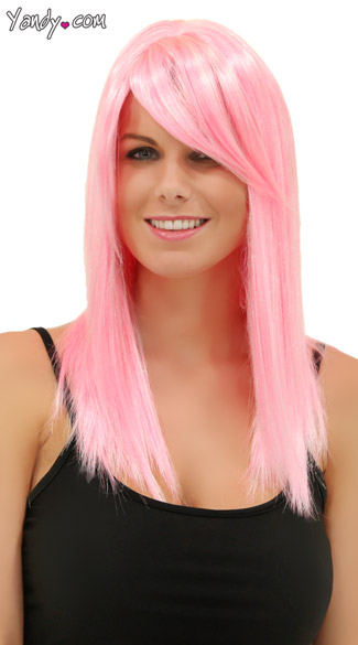Cotton Candy Pink Straight Wig, Fortune Cotton Candy Wig, Pink Wig