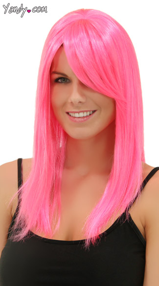 Pink Explosion Straight Wig, Blush Fortune Pink Explosion Wig, Hot Pink Straight Wig