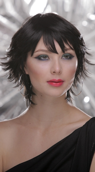 Onyx Choppy Layers Wig, Blush Jinx Onyx Wig, Black Short Wig