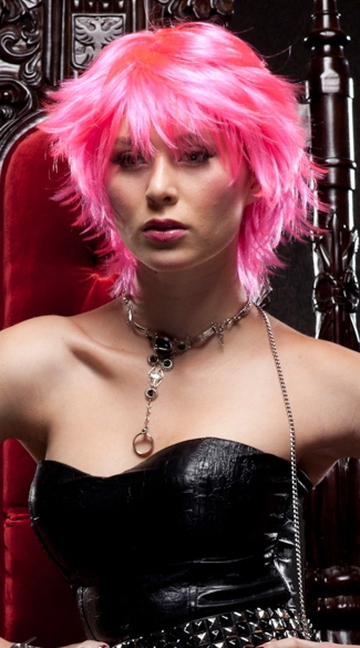 Pink Explosion Choppy Layers Wig, Blush Jinx Pink Explosion Wig, Short Hot Pink Wig