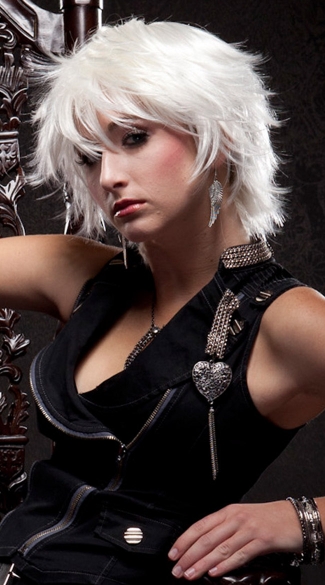 White Choppy Layers Wig, Blush Jinx Snow Wig, White Short Wig